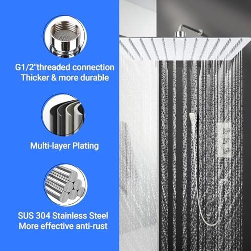 Regendusche 12 Zoll Edelstahl 304 Anti-Kalk-Düsen
| 30 x 30cm Regendusche 12 Zoll Duschkopf Kopfbrause
| 12 Zoll Anti-K