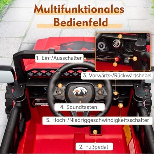 HAUSPROFI Kinder Elektroauto 12V SUV - Realistischer Fahrspaß mit maximaler Sicherheit | 3-Punkt-Gurt, |4G-Fernbedienung