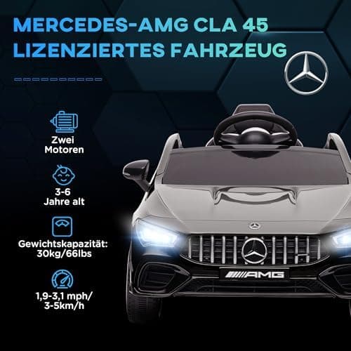 AIYAPLAY Kinder Elektroauto Mercedes-Benz AMG CLA 45 Hellblau 3-6 Jahreuellernmotorisiert Mit Musik Hupe Fernbedienung 2