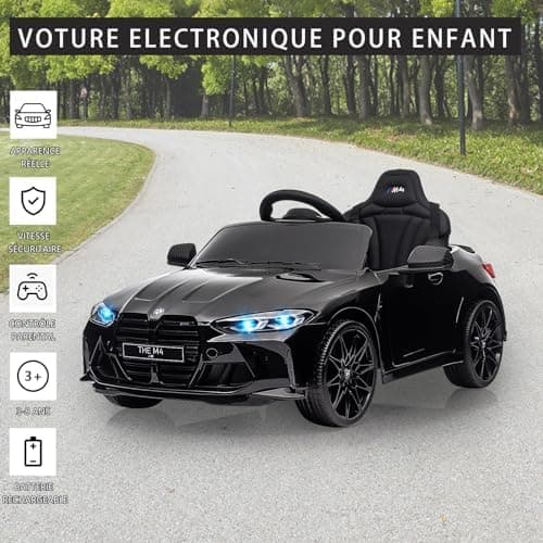 Lizenziert BMW M4 Kinder Elektroauto 12V 2,4G-Fernbedienung USB LED Musik