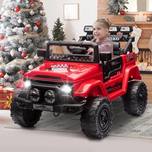 HAUSPROFI Kinder Elektroauto 12V - Elektro Kinderauto mit 2,4G Fernbedienung, LED, Bluetooth und Musik für 3-5 km/h - id