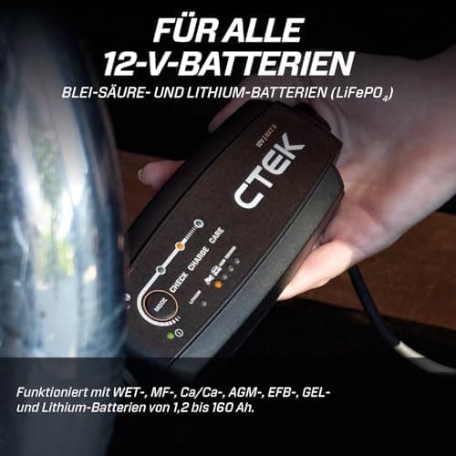 CTEK MXS 5.0 - Temperaturkompensierter Ladegerät Autobatterie für Fahrzeuge und Motorräder mit Intelligenz-, Rekondition