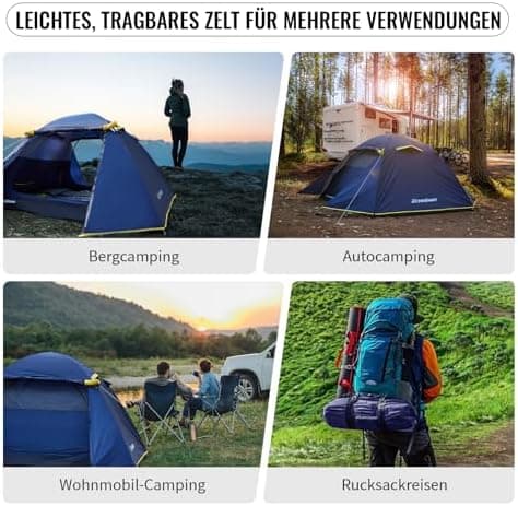 EchoSmile Wasserdichtes Kuppelzelt 2-3 Personen, Ultraleicht & Stabil für Trekking und Outdoor-Events