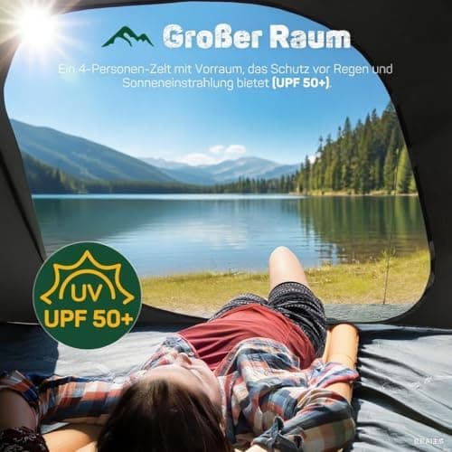 Camping Zelt 4000mm Wasserdicht für Familie & Trekking
| Abnehmbarer Vorzelt 2-4 Personen Kuppelzelt für Festival
| Woh