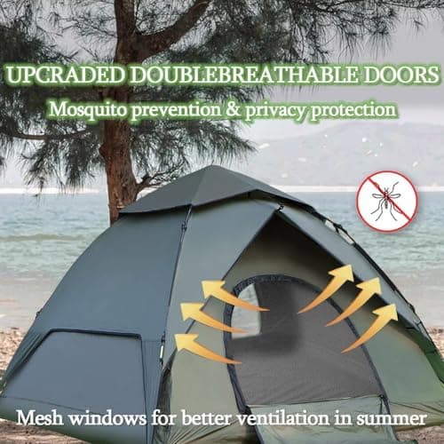 Camping Zelt 3 Personen Pop Up Zelt, Wasserdicht & Winddicht für Familien und Rucksackreisen, Automatisches Sofortzelt m