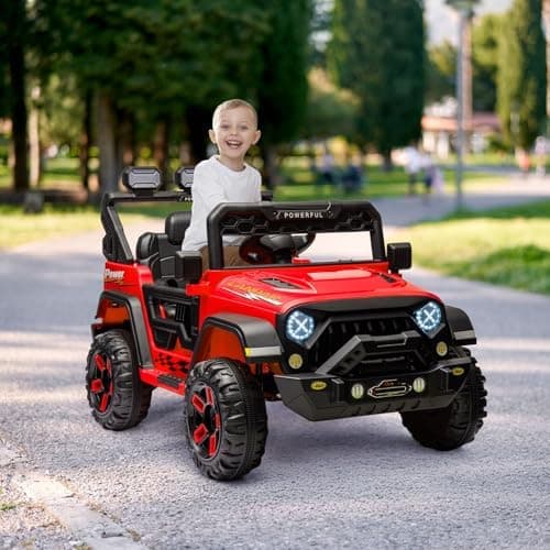Kinder Elektroauto Schwarz mit Verbesserter Akku 12V 7AH und Sicherheitsgurten