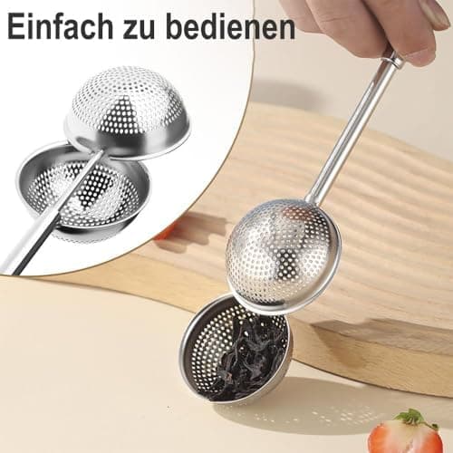 Teesieb Teezange 2 Stück Edelstahl Teleskopgriff - Ideal für Teeie & Kakaopulver, Edelstahl-Mehlsieb, Staubwedel, Multi-