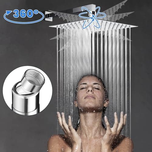 Regendusche 304 Edelstahl Duschkopf Wassersparend mit 90 Anti Kalk Düsen (Square 8 Zoll)  
Wassersparend Regenduschkopf
