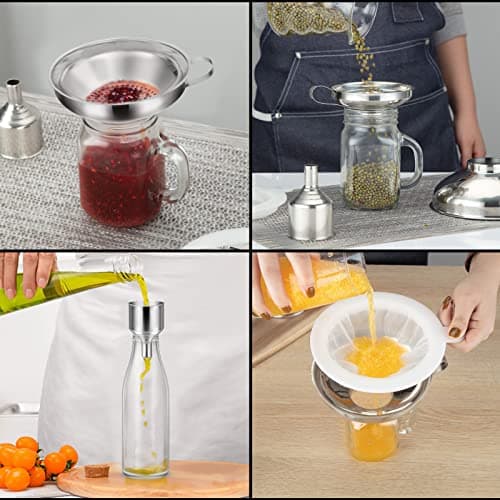 HAUSPROFI Edelstahl Trichterset - 3 Größen für Edles Einmachen - Spülmaschinenfest Küchentrichter Heber & Filter Set