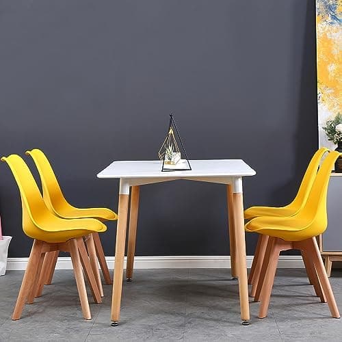**GrandCA HOME Rechteckiger weißer Esstisch mit beige Stühlen für Esszimmer, Küche und Wohnzimmer**
| **Rechteckiger Gr