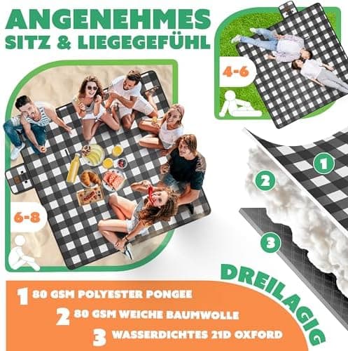 Kesser® Picknickdecke wärmeisoliert für 4-6 Personen - rot, faltbar mit Tragegriff und wasserdichter Unterseite