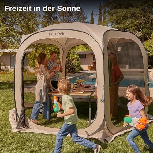 EAST OAK Pop Up Zelt 2-3 Personen - ideal für Familie, Camping und Garten - Wasserdicht, UV-Schutz, 360° Belüftung, Anti
