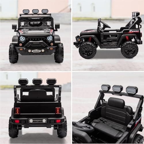 Kinder Elektroauto Schwarz mit Verbesserter Akku 12V 7AH und Sicherheitsgurten