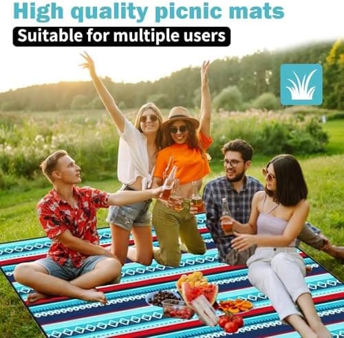 USSHOP Picknickdecke, 200 cm x 200 cm, wasserdichte und thermische Isolation, für Outdoor, Camping, Park, Waschbar mit G