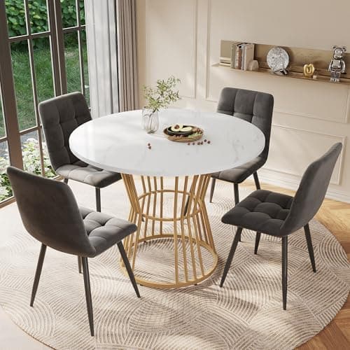 HAUSPROFI Esstisch Set Grün+Schwarz 5-teilig 100x75cm Küchenübersetzung Esszimmergruppe Modern Design Holzmöbel für Küch
