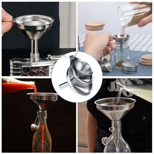 3 Stück Edelstahl Trichter Set für Küche, mit Reinigungsbürsten (7,5/5,5/4,5cm)  
3 Stück Edelstahl Trichter für Mini Kü