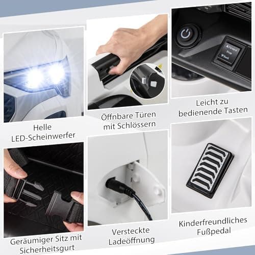 COSTWAY Kinder Elektroauto Audi SQ8 Schwarz für 3+ Jahrige Kinder in 12V 3-Gang Konfiguration mit Fernbedienung, Hupe un