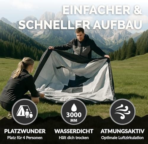 Zelt 2 oder 4 Personen Doppelwandiges Campingzelt mit Mückenschutz ideal für Camping & Festival leicht, faltbar inkl. Tr