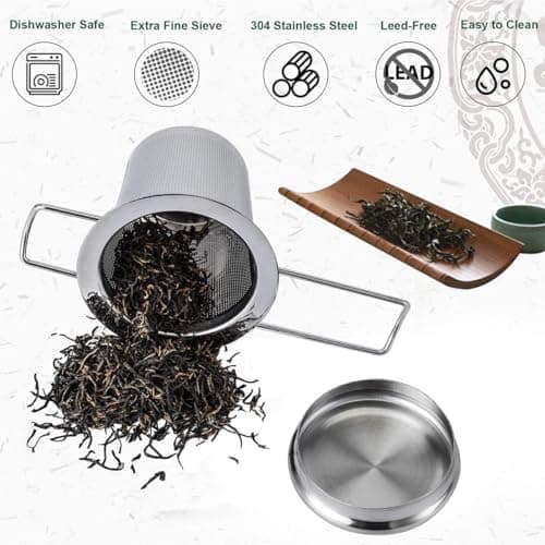 HAUSPROFI Tee-Ei 304 Edelstahl Teefilter 2 Stück für Teekannen, Tassen und Aufbrühen von Blättern mit Deckel und faltbar