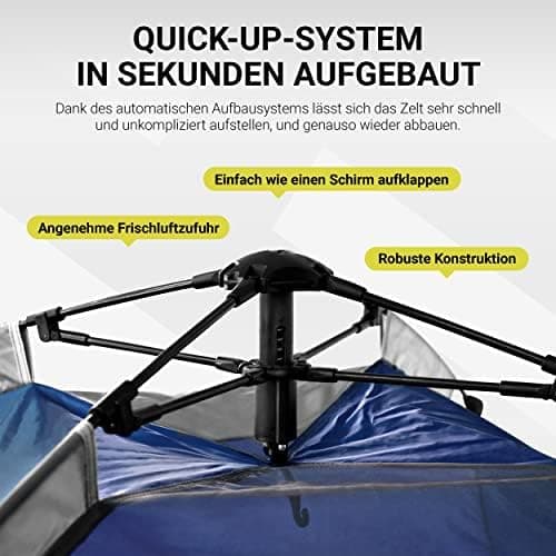 MSPORTS Campingzelt Premium Pop Up Zelt 2-3 Personen für Familien im Freien wasserdicht und winddicht mit Kuppelformspez