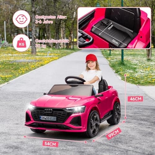 HAUSPROFI Elektro Kinderauto mit Bluetooth für Kinder 3-6 Jahre - Weiß | Sicherheitsgurt, Musik, Fernbedienung