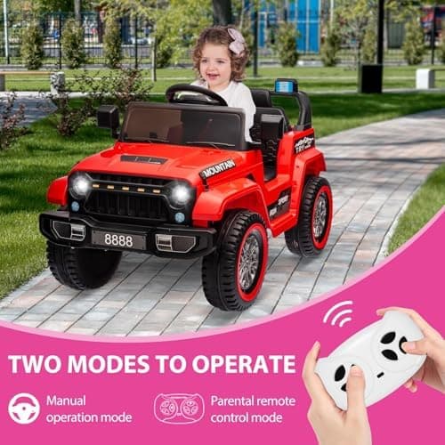 Hausprofi Kinder Elektroauto 12V - Elektroauto für Kinder mit 2,4G Fernbedienung, LED, Bluetooth, Musik - Rot  
Hausprof