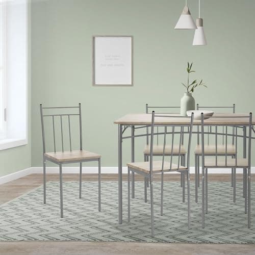 ML-Design Essstuhlset Eiche Hell für 4 Personen: Holz & Metallbeine, ideal für Esszimmer & Küche