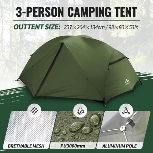 Forceatt 2-3 Personen Zelt, Wasserdicht & Winddicht, 2-Door Ultraleichte Rucksack Zelt für Camping und Outdooraktivitäte
