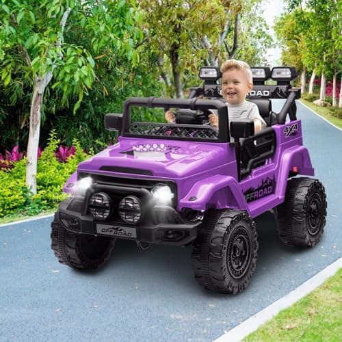 HAUSPROFI Kinder Elektroauto 12V - Elektro Kinderauto mit 2,4G Fernbedienung, LED, Bluetooth und Musik für 3-5 km/h - id