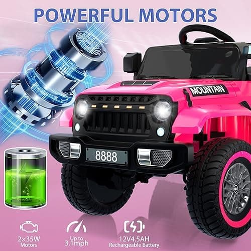 Hausprofi Kinder Elektroauto 12V - Elektroauto für Kinder mit 2,4G Fernbedienung, LED, Bluetooth, Musik - Rot  
Hausprof