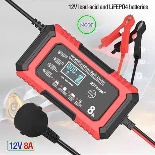 24V 8A/12V 15A Autobatterieladegerät für Auto und LKW, erhaltet und lade automatisch mit 4 Lademodi und 4 In 1 LiFePO4 S