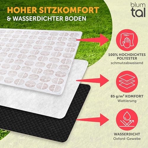 BlumtalPremium Picknickdecke wasserabweisend 200x200 cm - Outdoor-Decke Boho & Terrazzo Design - waschbar + weiche Zwisc