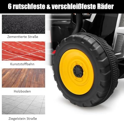 COSTWAY 12V 3-Gang Traktor mit LED Lichtern, Musik & Hupe für Kinder ab 3 Jahre - Grün