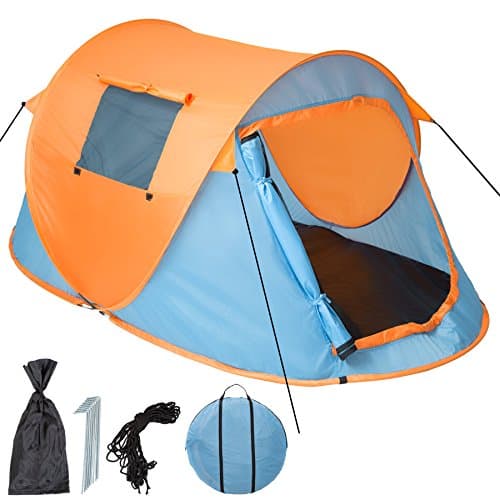 tectake® Wasserdichtes Pop Up Zelt für 2 Personen - kleines Packmaß - als Angelzelt und Windschutz am Strand