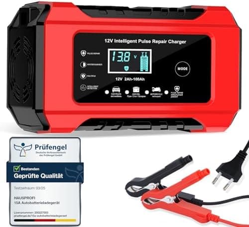 Autobatterie Ladegerät 12V 6A, Reparaturfunktion & Wintermodus für Auto & Motorrad