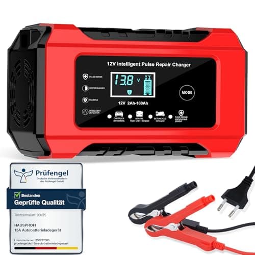 Autobatterie Ladegerät 12V 6A, Reparaturfunktion & Wintermodus für Auto & Motorrad