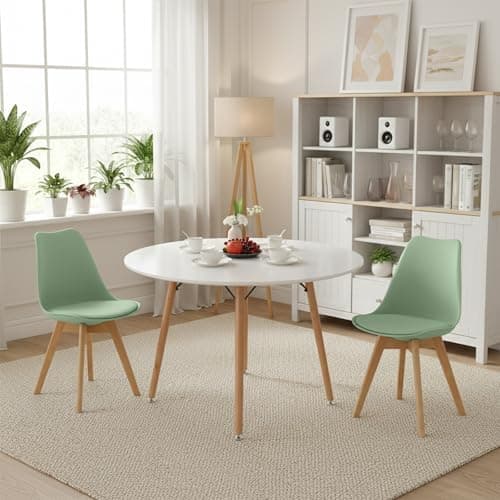 H.J WeDoo Skandinavisches Esszimmer Esstisch Set mit 4 Stühlen Eiscreme-Grün 100cm