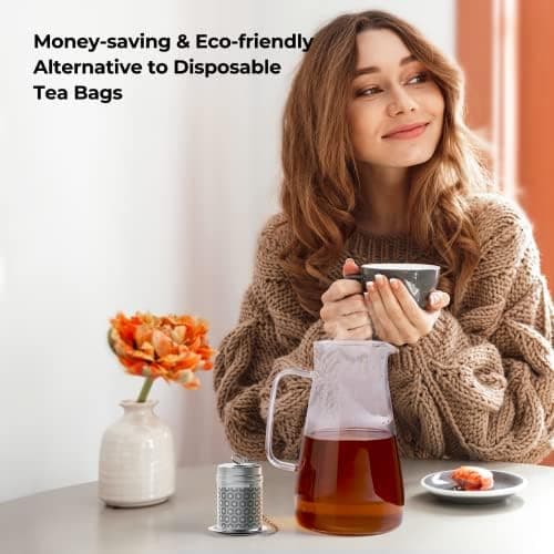 Reinmoson Edelstahl Teesieb für Losen Tee – 5 x 7,1 cm Gewürzei Teeei Groß mit extra feinem Netz – Schwarztee, Rooibos,