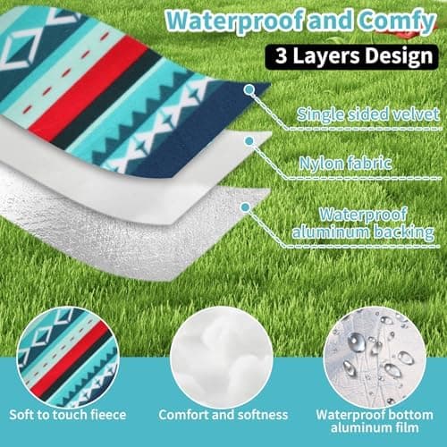 USSHOP Picknickdecke, 200 cm x 200 cm, wasserdichte und thermische Isolation, für Outdoor, Camping, Park, Waschbar mit G