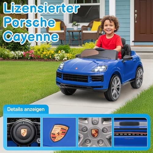 LALAHO Kinder Elektroauto 12V Schwarz mit MP3-Funktion und LED-Leuchten
