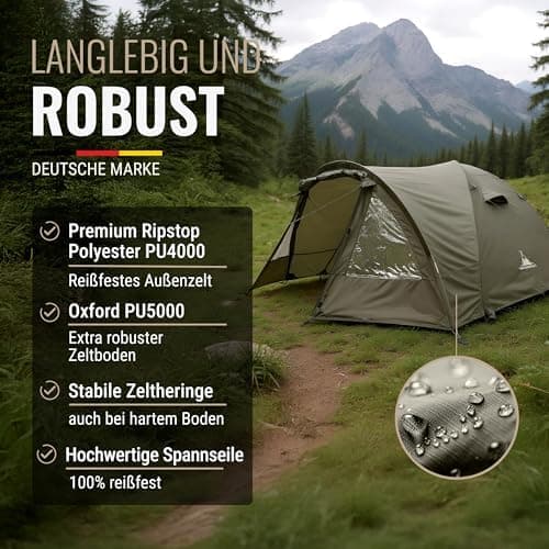 WANDERFALKE® 2-4 Personen Wasserdichtes Zelt |000mm, Ultraleicht & kleines Packmaß, Outdoor Zelte für Campen & Reisen