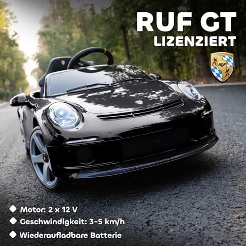 AIYAPLAY Kinder Elektroauto Schwarz für 3-5 Jährige mit Fernbedienung und MP3-Player