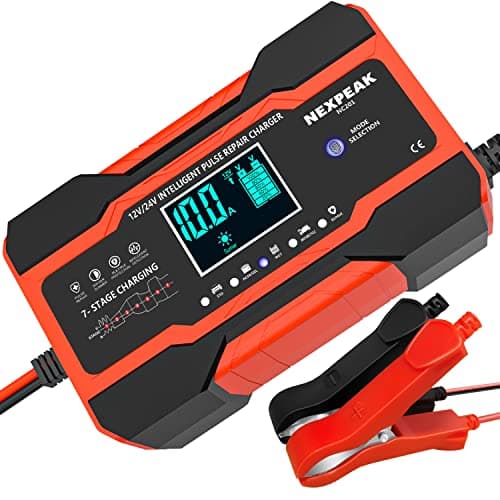 10A Autobatterie Ladegerät 12V/24V Smart vollautomatisch für Auto LKW Temperaturkompensation Rot