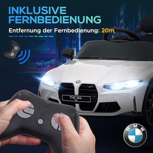 AIYAPLAY Kinder Elektroauto für 3-5 Jahre Kinder - 12V 2,4 GHz Fernbedienung mit Hupe, LED, Musik & Sanftstart - Rot
