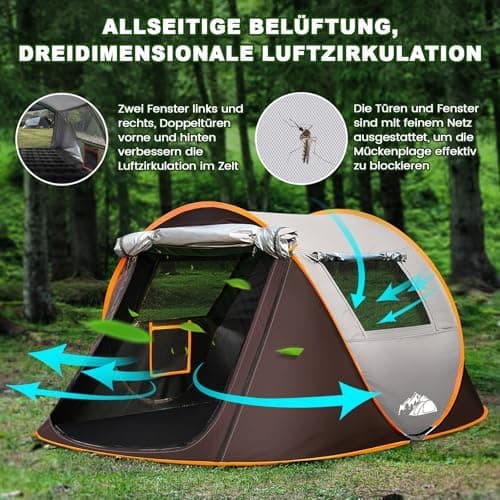 FORMIZON Pop Up Zelt 2 Personen Wasserdicht für Camping und Trekking mit Einfacher Einstellung und Sofort-Bereitschaft (