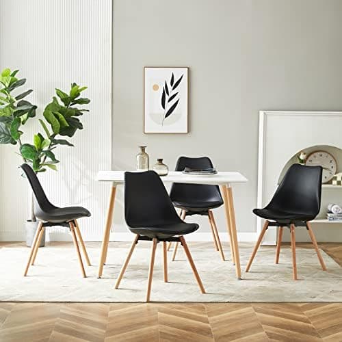 Esszimmergruppe Esstisch mit 4 Stühlen Schwarz Tisch+4 Stühle für Küche Esszimmer Wohnzimmer