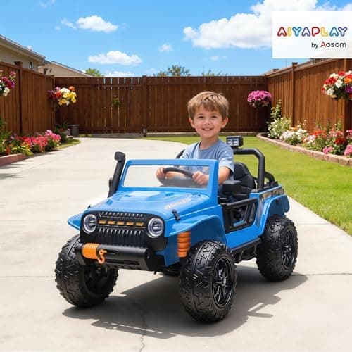 AIYAPLAY Kinder Elektroauto Blau - Elektrisch mit Fernbedienung, LED, Musik, für 3-8 Jahre