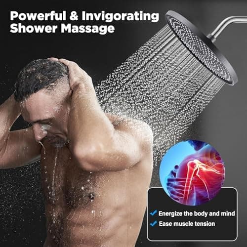 Runder Kopfbrause Regendusche 25CM, Hochdruck Wassersparend, Selbstreinigend (Silber)  
Fester Duschkopf Regendusche Gro