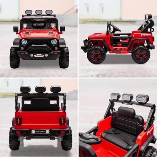 Kinder Elektroauto Schwarz mit Verbesserter Akku 12V 7AH und Sicherheitsgurten