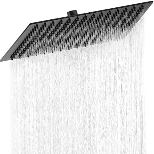 HAUSPROFI Kopfbrause mit Regendusche - Luxus Selbstreinigende Düsen für Duschkopf - Quadratisch Mattschwarz (30CM)  
HAU